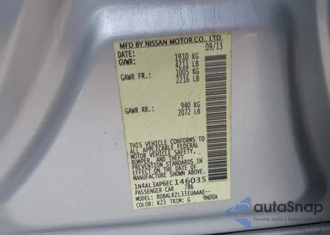 2014 Nissan Altima 2.5 S из США, поврежденный, VIN 1N4AL3AP6EC146035